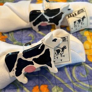 Vintage Seth's Herd Pottery Cow Napkin Rings Holders NWT NEW